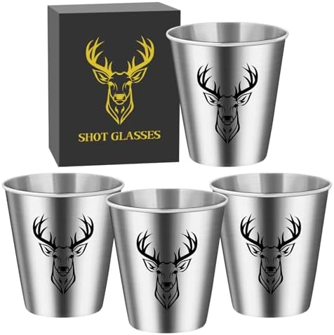 Deer Head Shot Glasses Bulk Set of 4 with Gift Box for Men Women