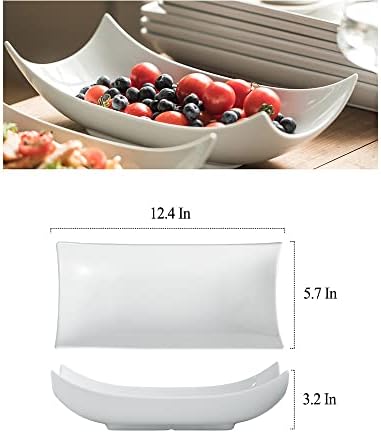 Gomakren 12 Inch White Porcelain Serving Platter Dishes Set of 3 Deep