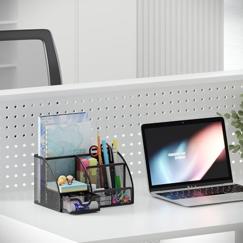 EasyPAG Mesh Desk Organizer with Drawer Multi-functional Pen Holder