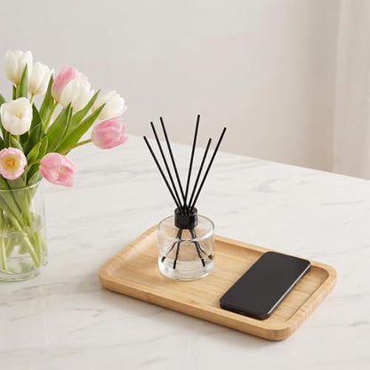 6 Pcs Bamboo Vanity Tray Set for Counter, Natural Bamboo Tray for