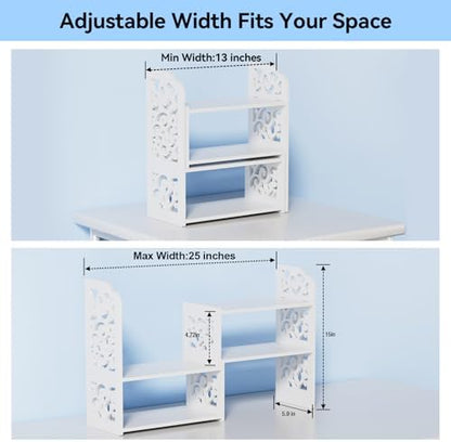 YGYQZ Adjustable Desktop Shelf Organizer, 3-Tier Desk Shelf, White