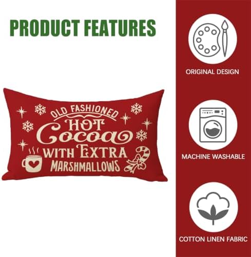 Fahrendom Christmas Pillow Cover 12x20 Old Fashioned Hot Cocoa