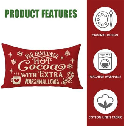 Fahrendom Christmas Pillow Cover 12x20 Old Fashioned Hot Cocoa