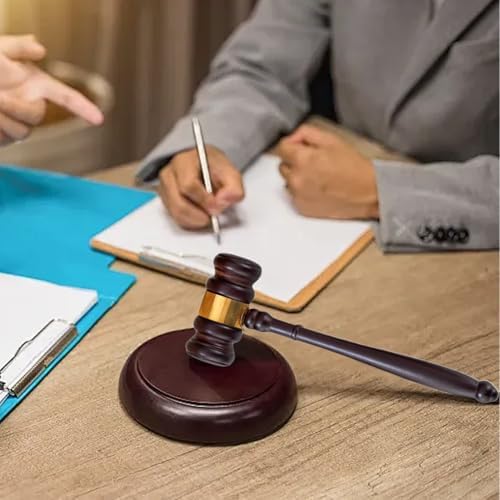 Gavel and Block Set 9.65x3.43" Natrual Wooden Gavel with 4.72" Round