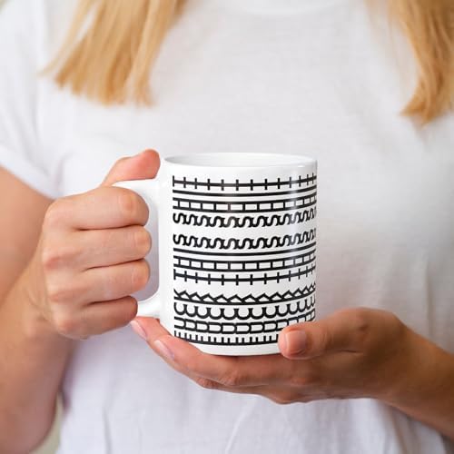 Funny Hidden Message Ceramic Coffee Mug, 11oz, Black Rune Pattern