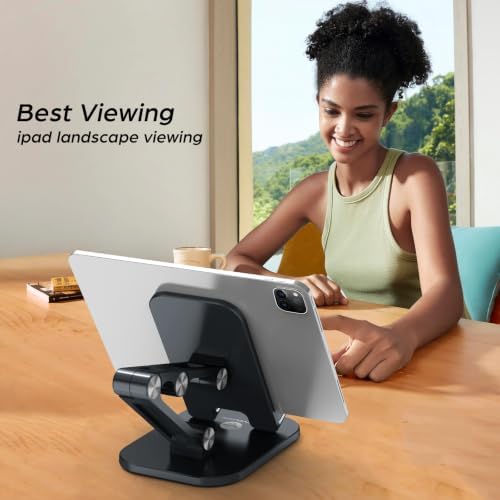 OCYCLONE Phone Stand for Desk, Foldable Cell Phone Stand Holder, Black