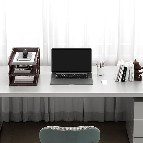 Leather Desk Organizer, Thipoten 3-Tier Stackable Letter Tray Holder