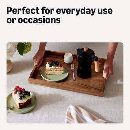 Amazon Basics Wooden Serving Tray, 17" x 12" Acacia Wood Decorative