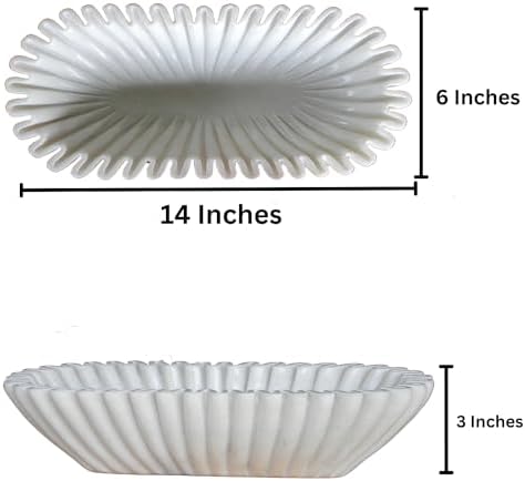 Handcrafted Decorative Marble Scallop Bowl - White Decorative Ruffle