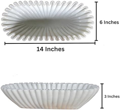 Handcrafted Decorative Marble Scallop Bowl - White Decorative Ruffle
