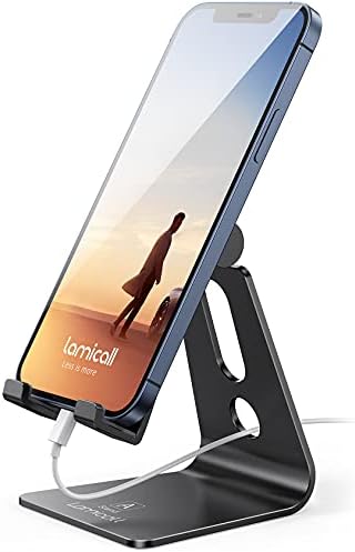 Lamicall Aluminum Cell Phone Stand, Adjustable Desk Phone Holder for