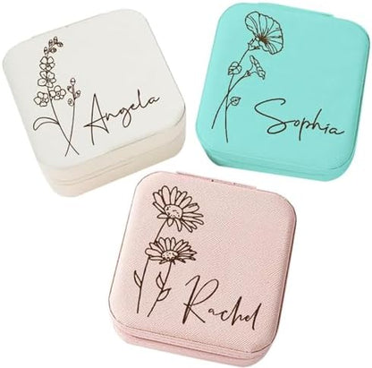 Corissy Personalized Jewelry Box for Women, Custom Travel Jewelry Case