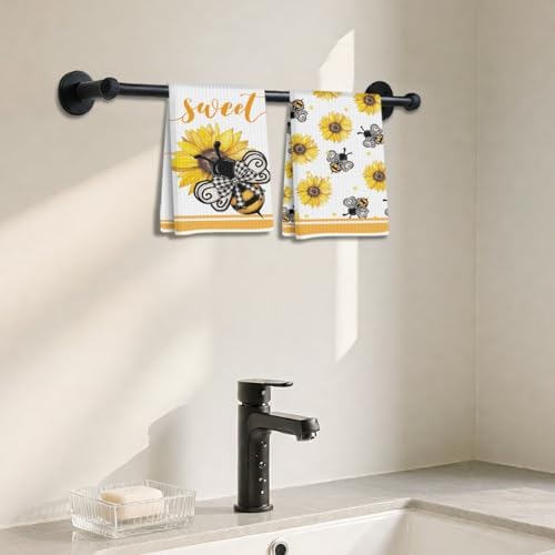 2Pcs Sunflower Cute Bee Kitchen Towels, Sunflower Gifts for Women Mom