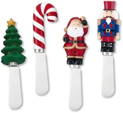 Supreme Housewares Tis the Season Cheese Spreaders, Hand-Painted Resin