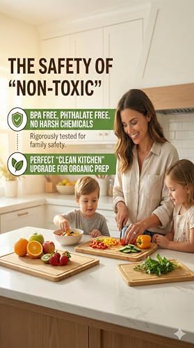 HEALTHIEST Glue-Free Surface Organic Bamboo Wood Cutting Board 3-Piece