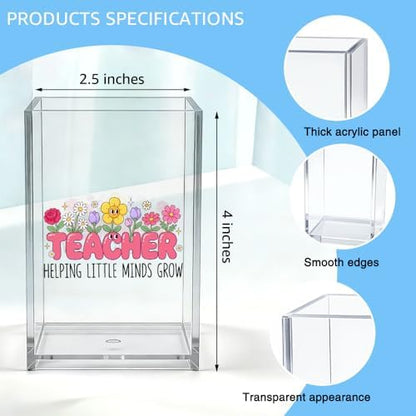 Teacher Helping Little Minds Grow Acrylic Organizer Pencil Pen Holder