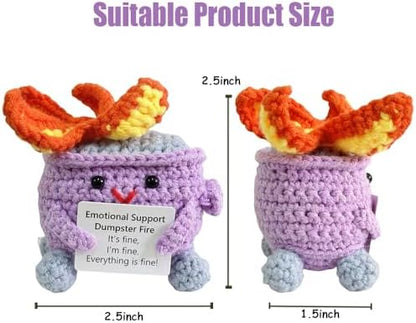 RovyFota Positive Crochet Dumpster Fire Plush – Stress Relief