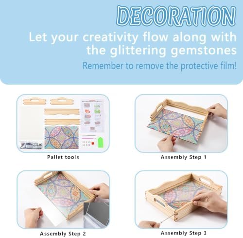 DOTSOPS DIY Diamond Painting Serving Tray with Handle for Adults 5D