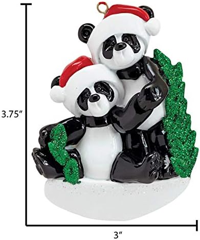 Personalized Our First Christmas Ornament 2026, Santa Hats Panda