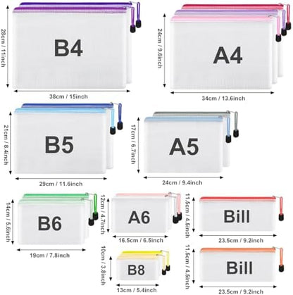EOOUT 42pcs Mesh Zipper Pouch, 8 Sizes Waterproof Zipper Bags, 17