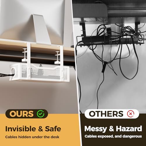 Cinati Under Desk Cable Management Tray, 13.4" Metal Cord Organizer