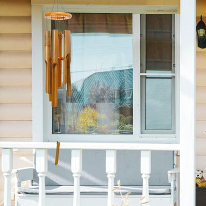 Bamboo Wind Chime for Outside, Wooden Wind Chimes Garden Memorial