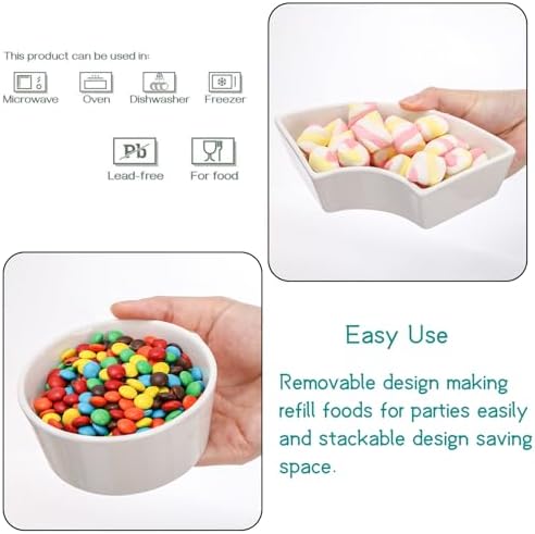 Lyellfe Divided Serving Dish Lazy Susan, 5 Removable Compartment