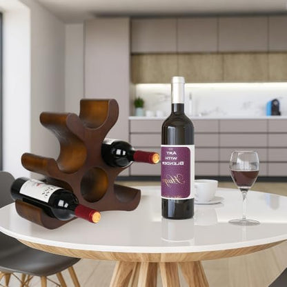 Countertop Wine Rack - 6 Bottle Wooden Wine Rack - Freestanding Wine