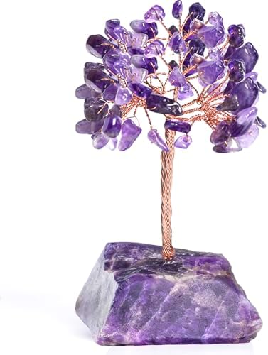 Amethyst Crystal Tree of Life,Purple Room Office Desk Decorations