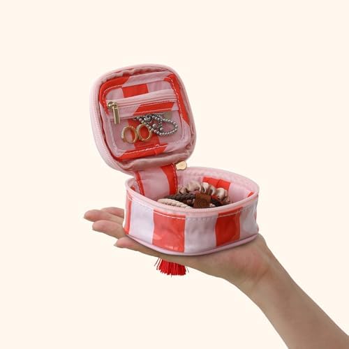 Travel Jewelry Case, Pink and Orange
