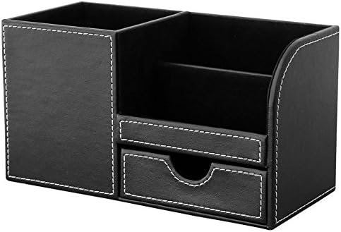 KINGFOM Desk Organizer Office Supplies Caddy Pu Leather Multi-function