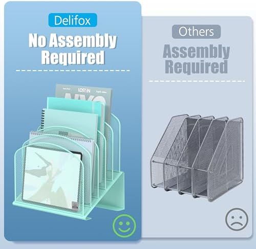 Delifox Inclined Desk File Organizer,Vertical File Folder Holder Stand
