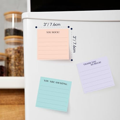 18 PCS Inspirational Sticky Notes with Lines, Adhesive Note Pads