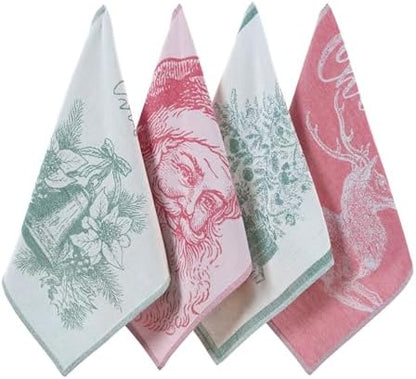 sea me at home Christmas Tea Towel Set of 4-100% Cotton Jacquard