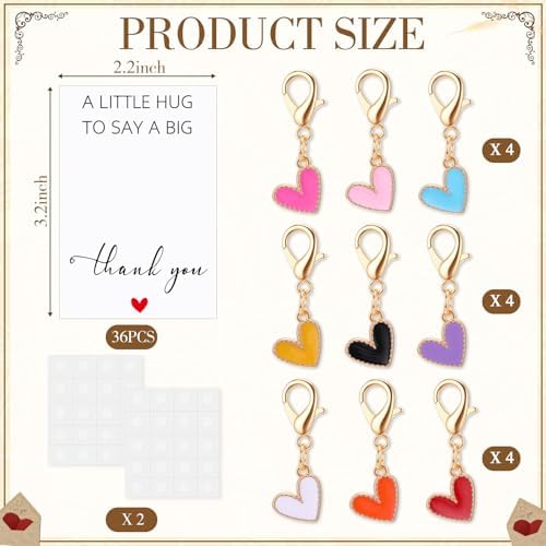 Gemscream 36 Sets Heart Pocket Hugs Bulk Heart Keychains Thank You