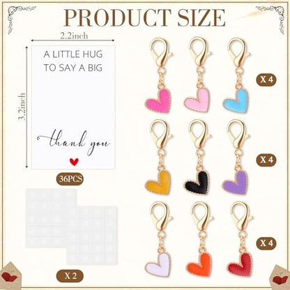 Gemscream 36 Sets Heart Pocket Hugs Bulk Heart Keychains Thank You