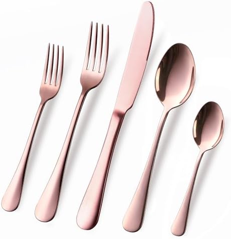 Copper/Rose Gold Silverware Set, OGORI 40-Piece Stainless Steel