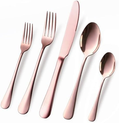 Copper/Rose Gold Silverware Set, OGORI 40-Piece Stainless Steel