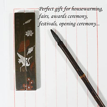 Chinese Calligraphy Paperweight Brass Paper Weights Carved Egret