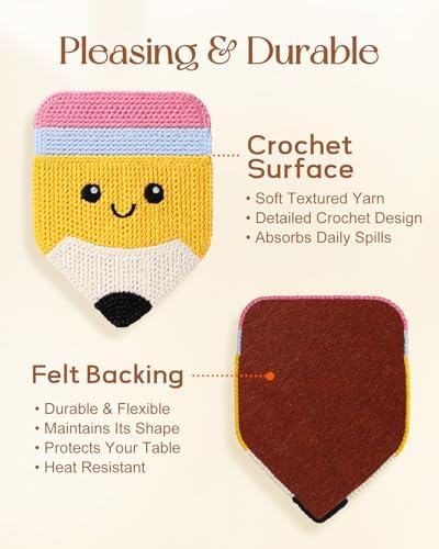 Slohif Cute Woven Drink Coasters Funny Gifts for Home Desk Coffee