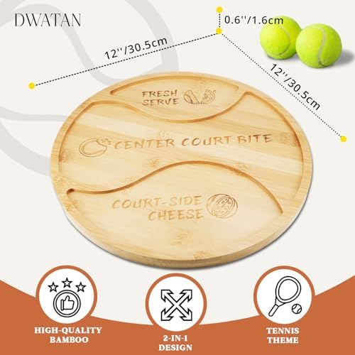 Tennis Ball Charcuterie Board, 12-Inch Bamboo Snack Tray