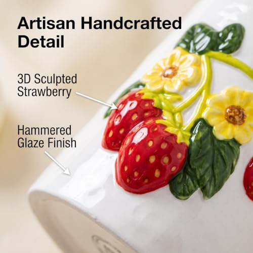 dgudgu Strawberry Kitchen Utensil Holder for Countertop Ceramic