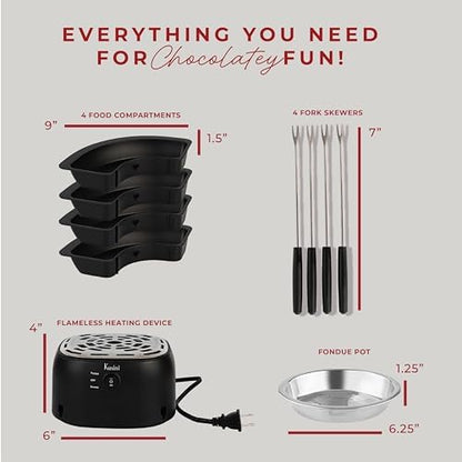Kusini 2 in 1 Electric Fondue Set & Smores Maker Tabletop Indoor Kit