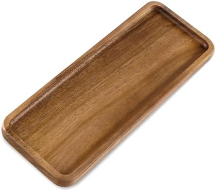 Small Acacia Wood Serving Tray, Wooden Decorative Tray for Coffee