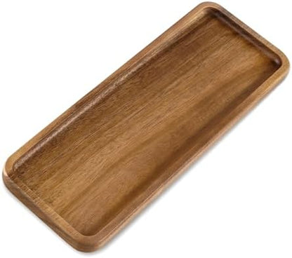 Small Acacia Wood Serving Tray, Wooden Decorative Tray for Coffee
