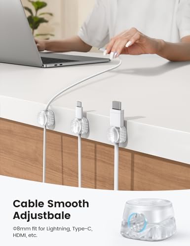 Lamicall 6 Pack Cord Organizer, Office Desk Accessories, Clear Cable