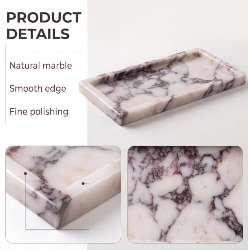 Calacatta Viola Marble Tray 10"x5", Bathroom Vanity Organizer