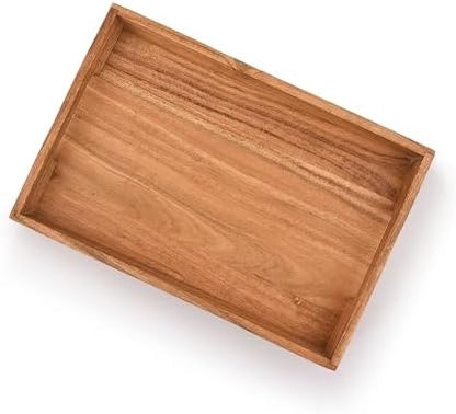 Samhita Acacia Wood Serving Tray with Handles,Wooden Tray, Snack Tray