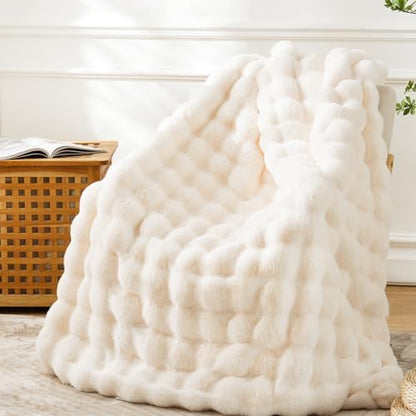 BENVWE Faux Fur Throw Blanket for Couch - Cozy Plush Fluffy Soft Thick