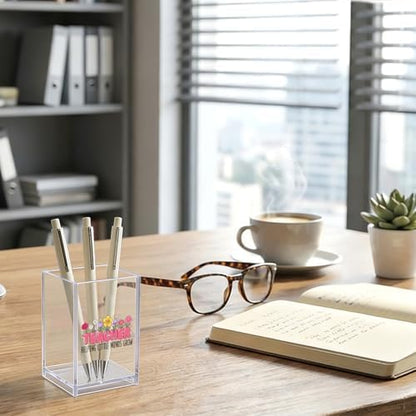 Teacher Helping Little Minds Grow Acrylic Organizer Pencil Pen Holder